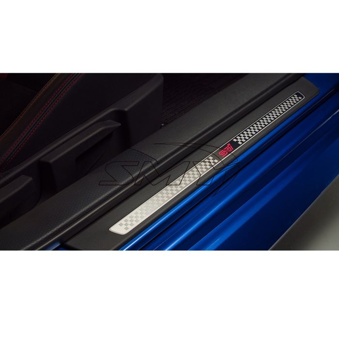 ST58020ZM000 JDM Subaru STI Checkered Door Sill Plates w