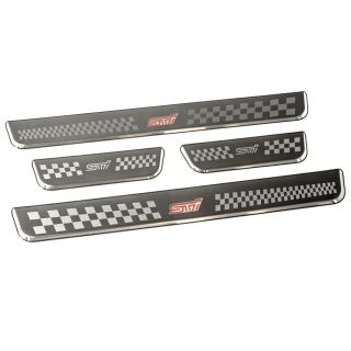 JDM Light-Up Checkered Door Sill Plates w/ STI Logo Subaru 2015-2025 WRX / STI