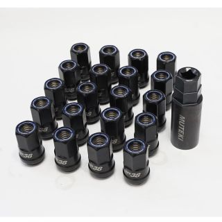 Muteki HR38 Hyper Race Open Ended Lug Nuts Black w/ Blue Ring 12x1.25