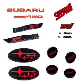 Full Exterior Emblem Kit Gloss Red Subaru 2015-2021 STI