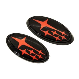 Front & Rear Gloss Black Emblem Kit w/ Red Stars Subaru 2022-2025 BRZ